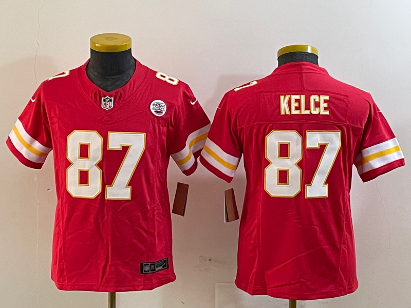 Youth 2025 Kansas City Chiefs #87 Kelce red Nike NFL jersey style 7->youth nfl jersey->Youth Jersey